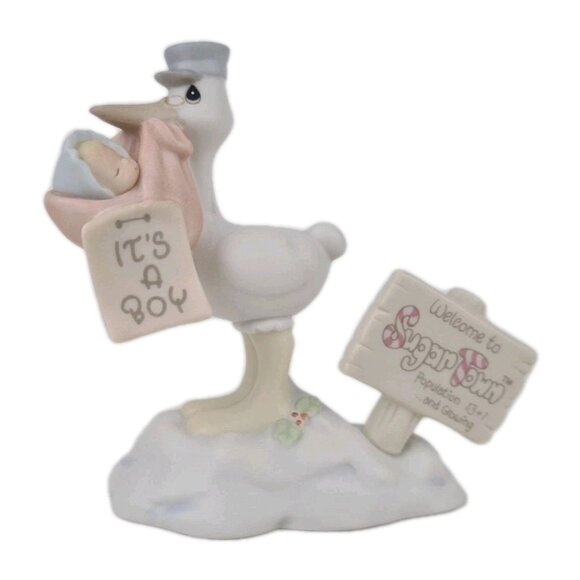 Precious Moments Sugar Town Stork With Baby Sam 1994 Limited Figurine 529788 - Picture 1 of 5